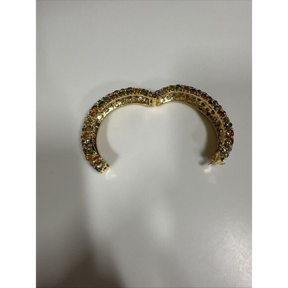 Oval Faceted Rhinestone Bracelet Amber‎ Blue Green In Color - Picture 3 of 4